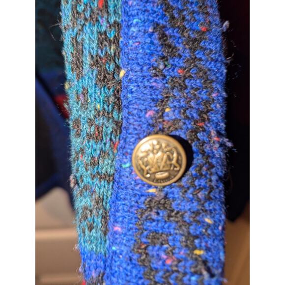 Vintage Cardigan Sweater Size Medium by JJ Browne Reversible Striped Red 80's - Picture 7 of 8